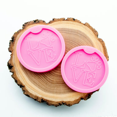 Love Paw Print Car Coaster Shiny Silicone Mold for Epoxy Resin