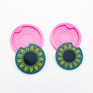 Sunflower Car Coaster Shiny Silicone Mold for Epoxy Resin Keychain - Jewelry Making - Ornament Silicone Mold