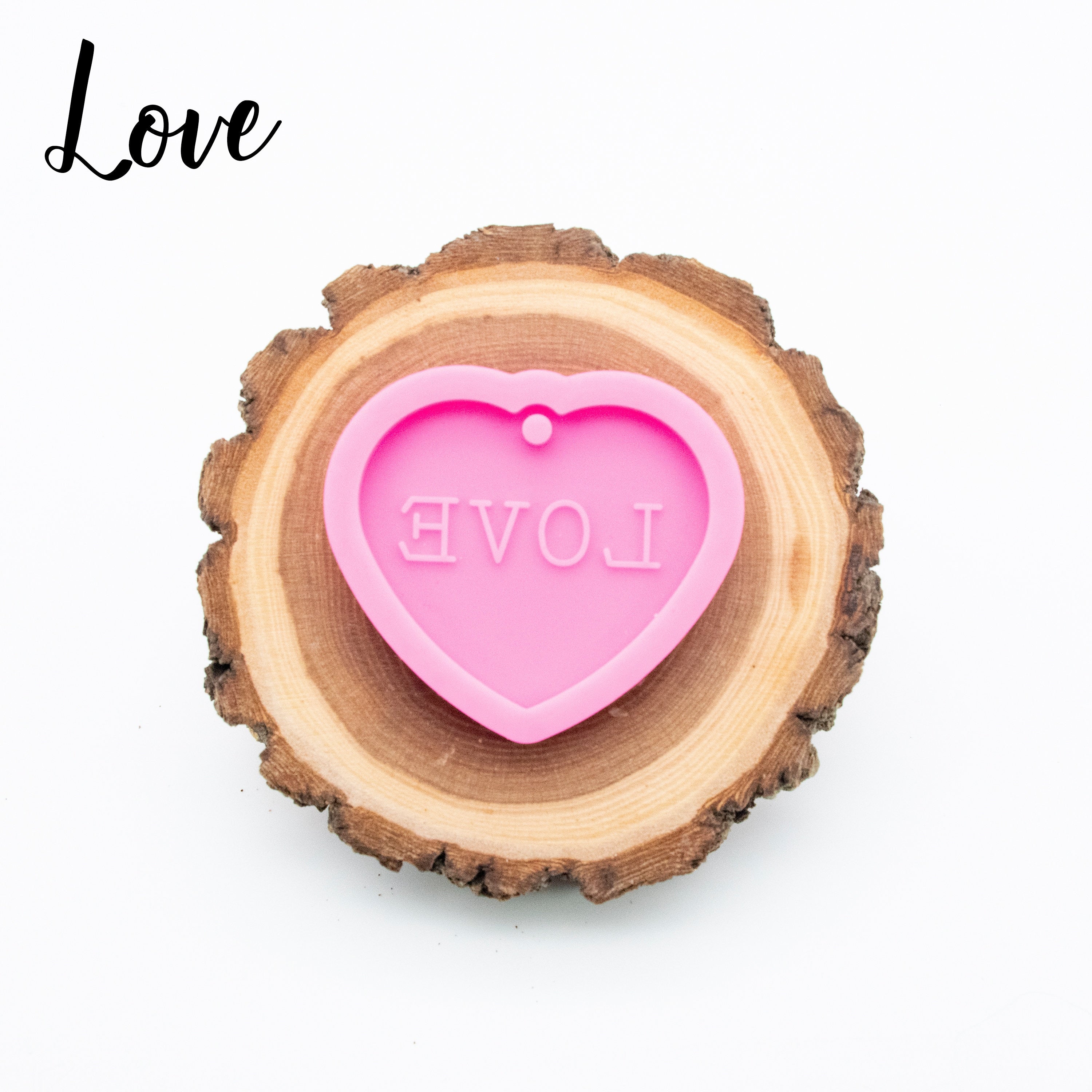 Heart Sayings - Love, Hug Me, Kiss Me, XOXO - Shiny Silicone Mold for Epoxy Resin Jewelry Making