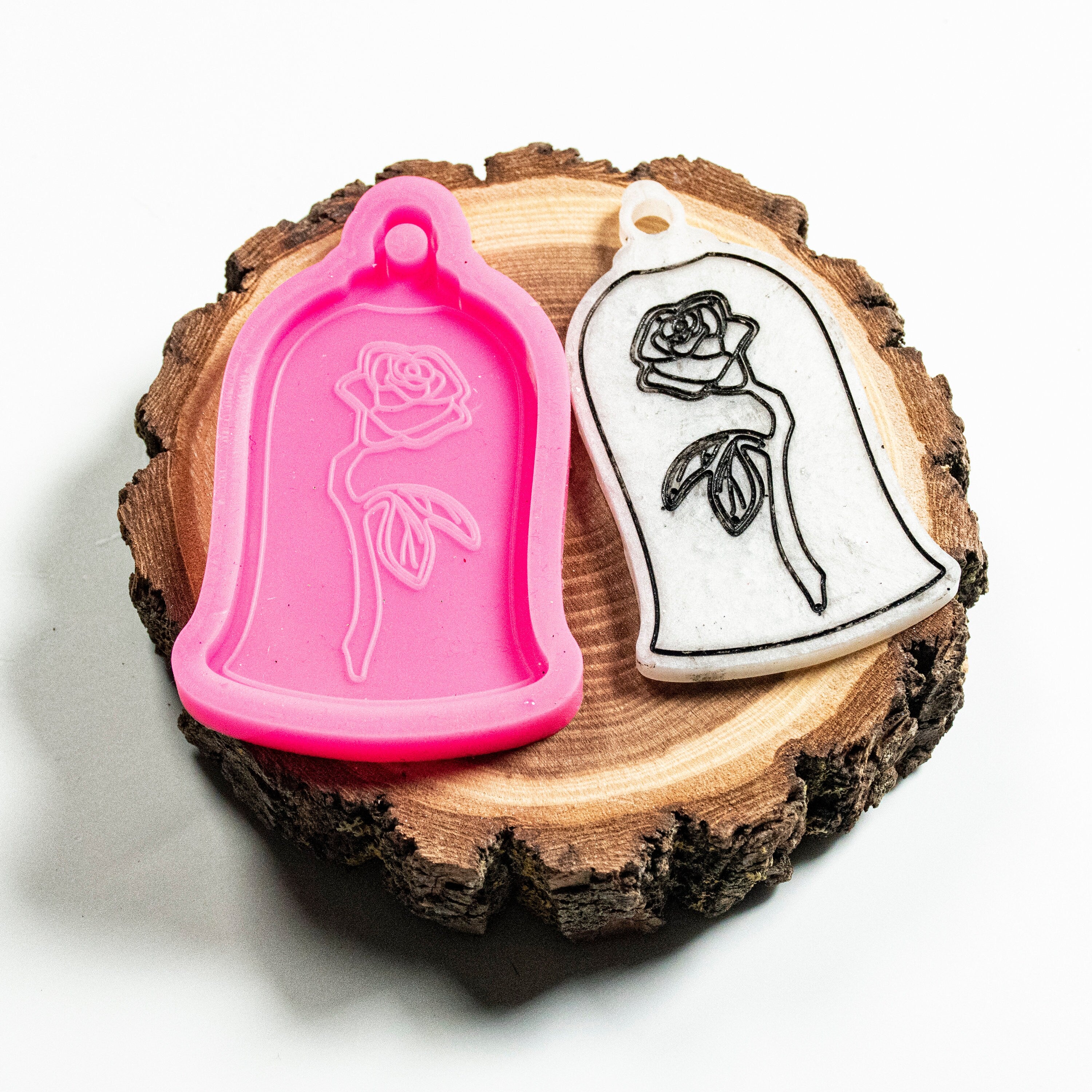 Enchanted Rose Shiny Silicone Mold for Epoxy Resin Keychain - Jewelry Making - Ornament Silicone Mold
