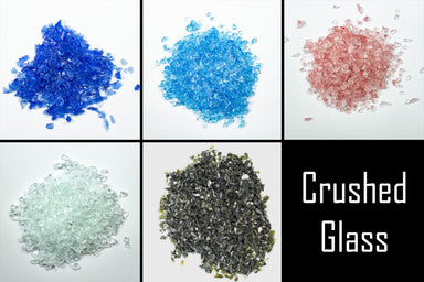 Crushed Glass in 2 - 4 mm Pieces for use in Artwork, Epoxy, Resin, Vase Fillers, Weddings, Table Scatter, Fire Pits and many other projects